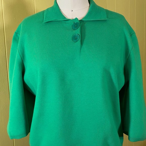 TIBI Kelly Green Collared Sweater NWT Frankie Knit - Picture 2 of 7